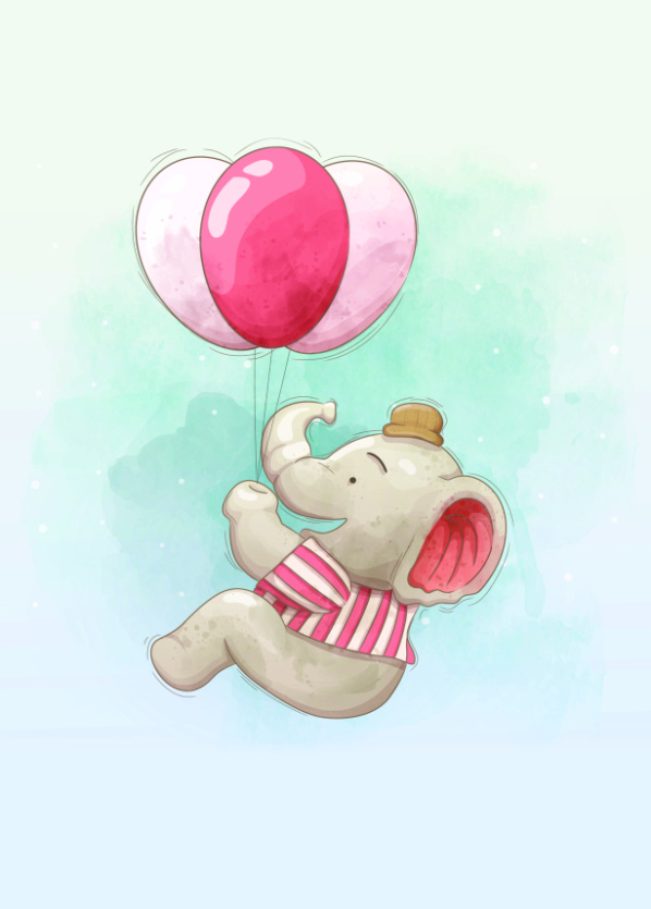 Открытка 10,5*7,5см Слон полосатый