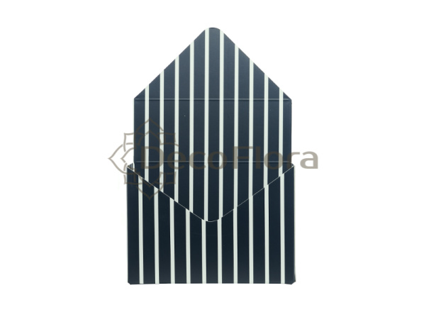 Коробка-конверт для цветов 20*8*30см чёрное в белую полоску