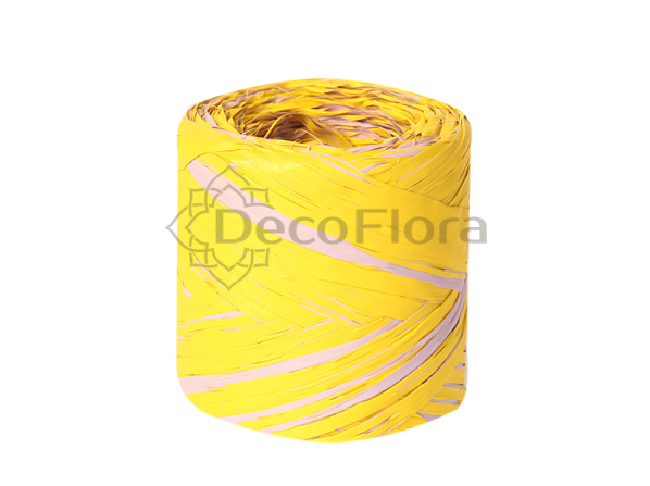 Рафия 1см*200м лимонная с сиреневым