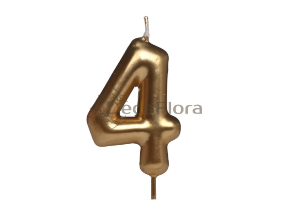 Свеча Цифра 4 Золотая 6см 