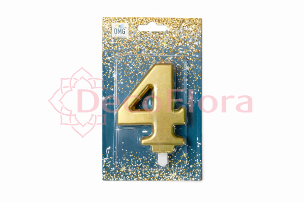Свеча Цифра 4 Золотая 8см