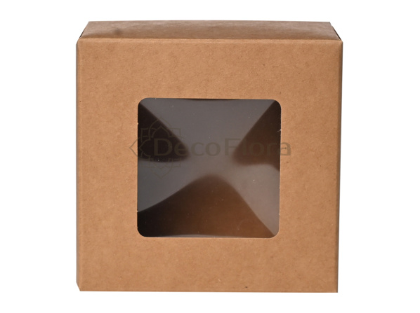 Коробка сборная с окошком 8*8*4см квадрат крафт