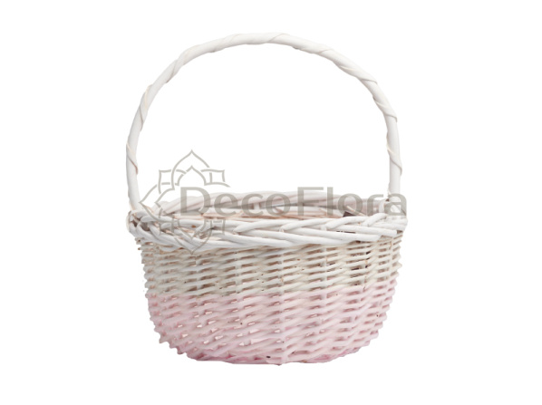 Корзина ивовая d24 h24 hh28 бело-розовая