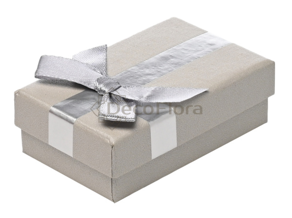 Коробка С бантиком подарочная 8*5*2,5см серебро