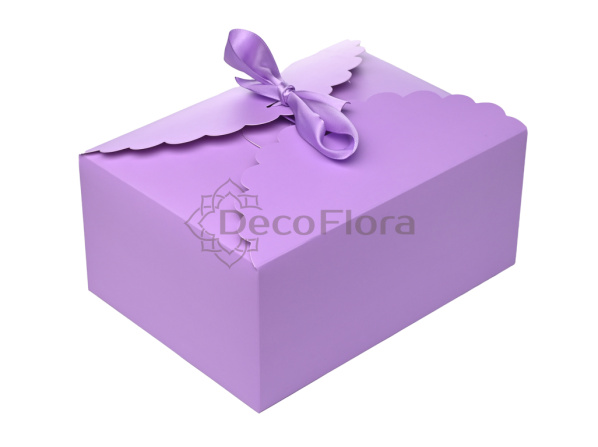 Коробка сборная 22*16*10см прямоугольная с атласной лентой сиреневая