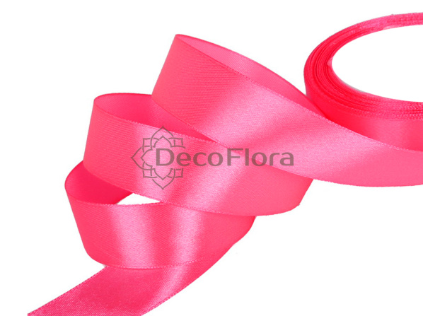 Лента атласная 4cm*20м - 1038 - розовый неон. 