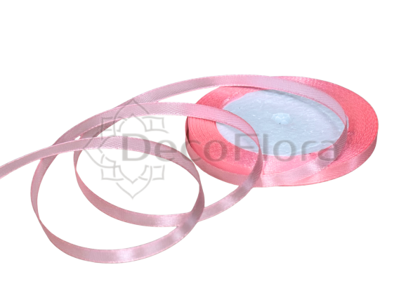 Лента атласная 0,6cm*25ярд - 085 - розовая