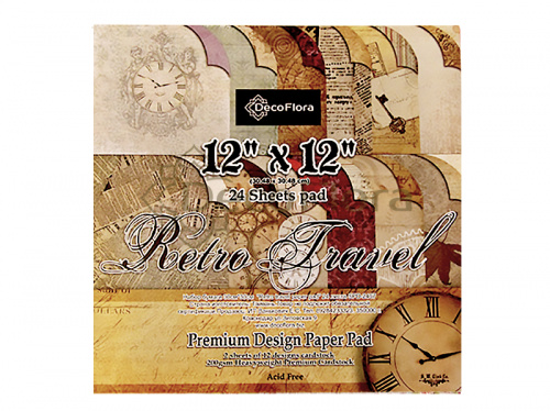 Набор бумаги 30см*30см "Retro travel paper pad" 24 листа 200г/м2 