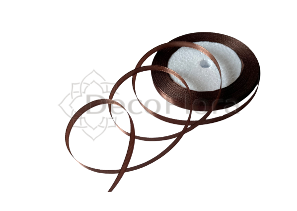 Лента атласная 0,6cm*25ярд - 030 - коричневая