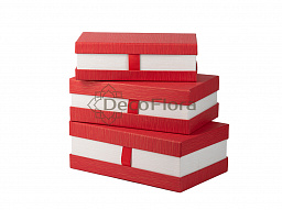 Набор из 3 штук коробок прямоугольных 32*19*12, 29*18*10, 27*18*8 красно-белый+Бант репс