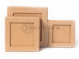 Набор из 3штук квадратных коробок с рамкой из картона 14*14*7,11,5*11,5*6, 9,5*9,5*4,5