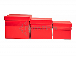 Набор из 3штук коробок куб 17*17,15*15,13*13 с ручками красный
